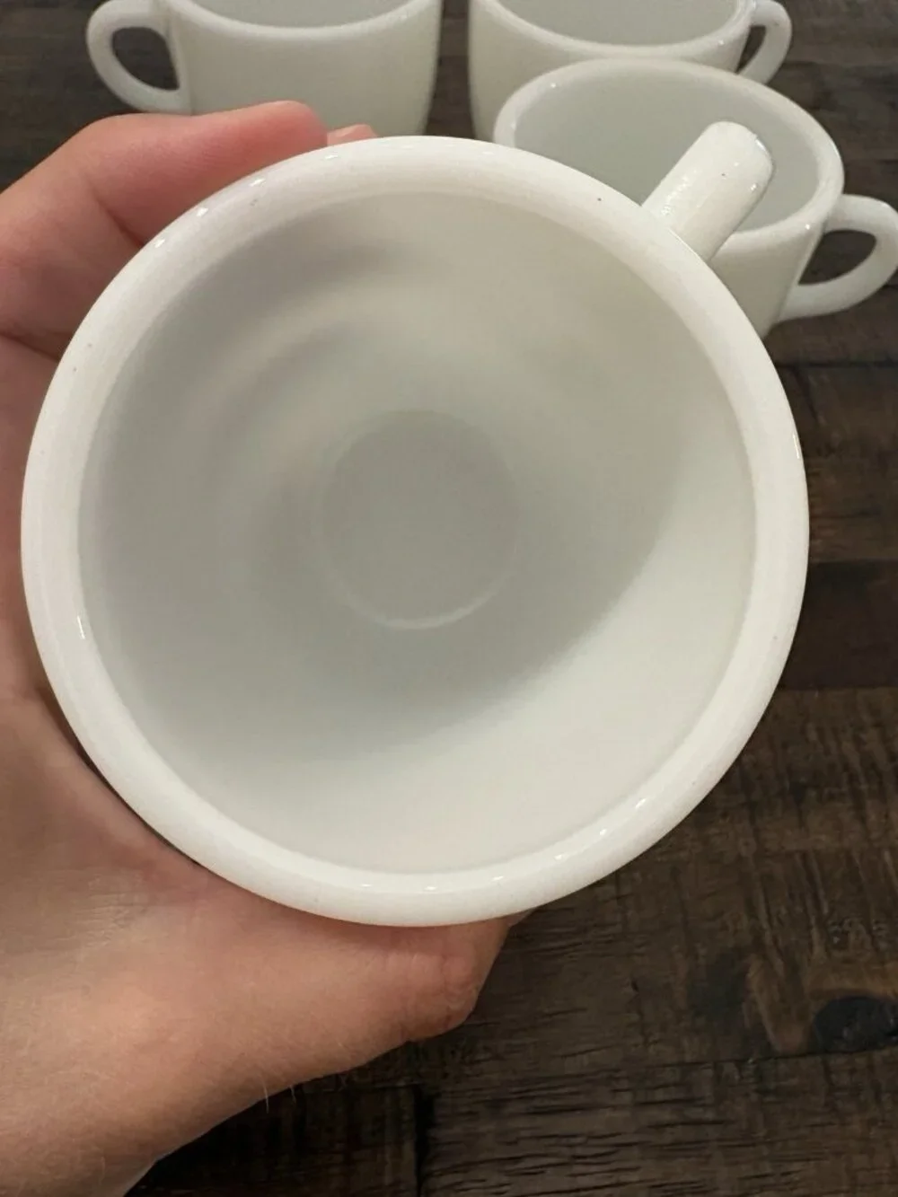 Vintage PYREX Corning White Milk Glass Coffee Mug Tea Cup C Handle Set Of 4